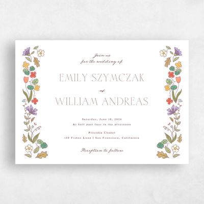 White Floral Wedding Invitation - Aria Landscape