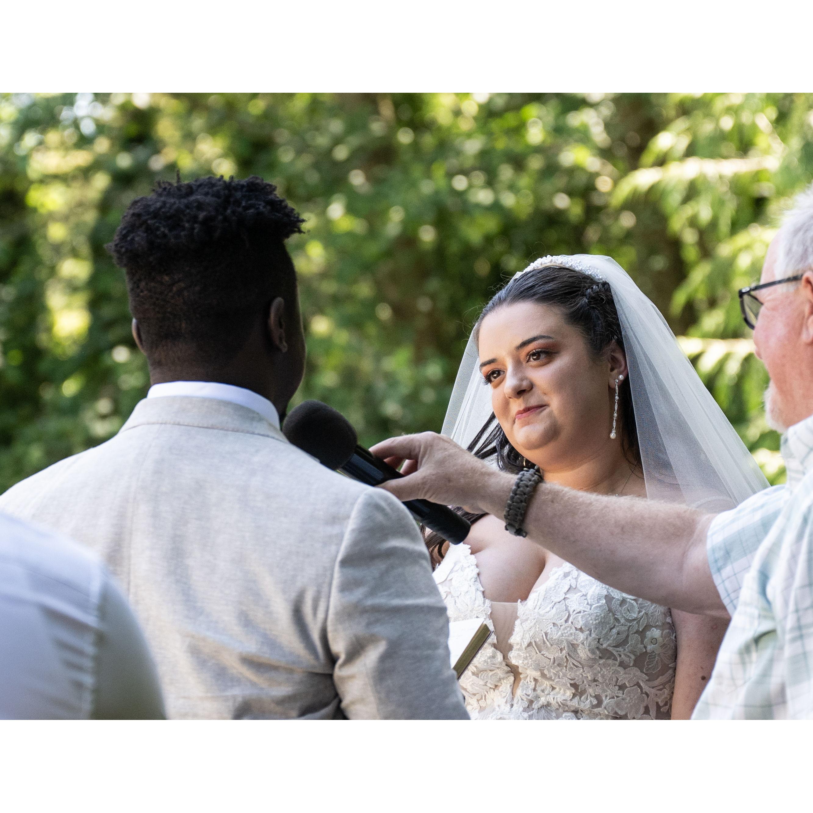 Derick's vows were so sweet and genuine!