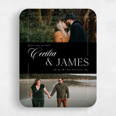 Black Rounded Wedding Save the Date - Carulas Multiphoto