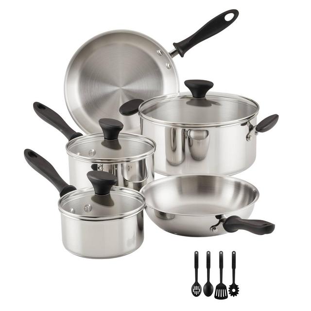 Farberware Reliance 12pc Stainless Steel Cookware Pot and Pan Set Silver