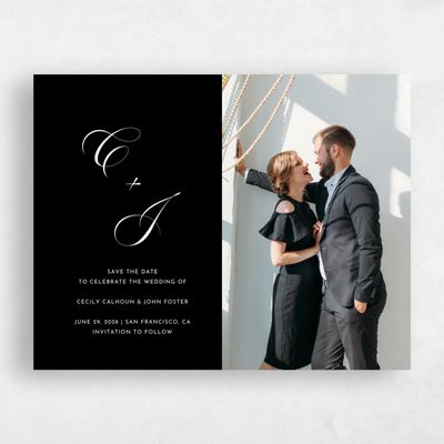 Black Wedding Save the Date - Wilmington Landscape