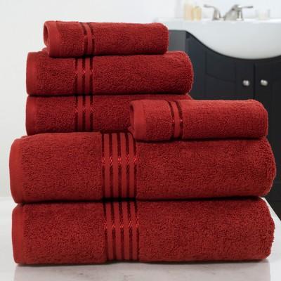 Solid Bath Towels And Washcloths 6pc Burgundy - Yorkshire Home