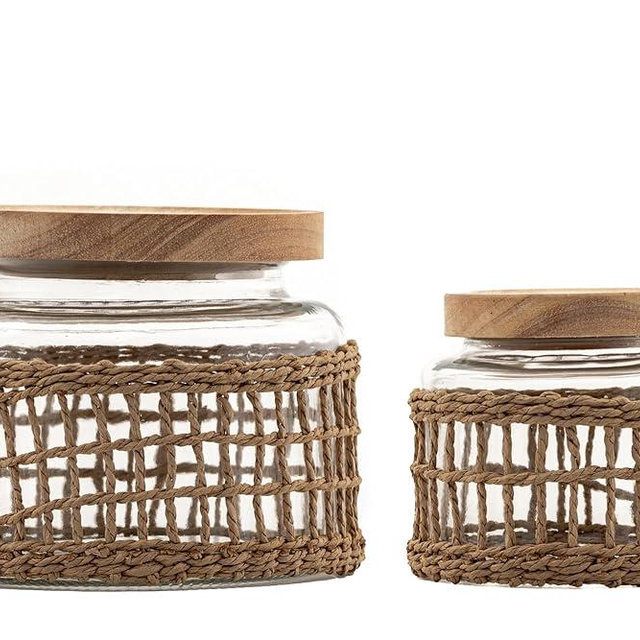 10 Strawberry Street Kingston Canister w. Wood Lid, set of 2