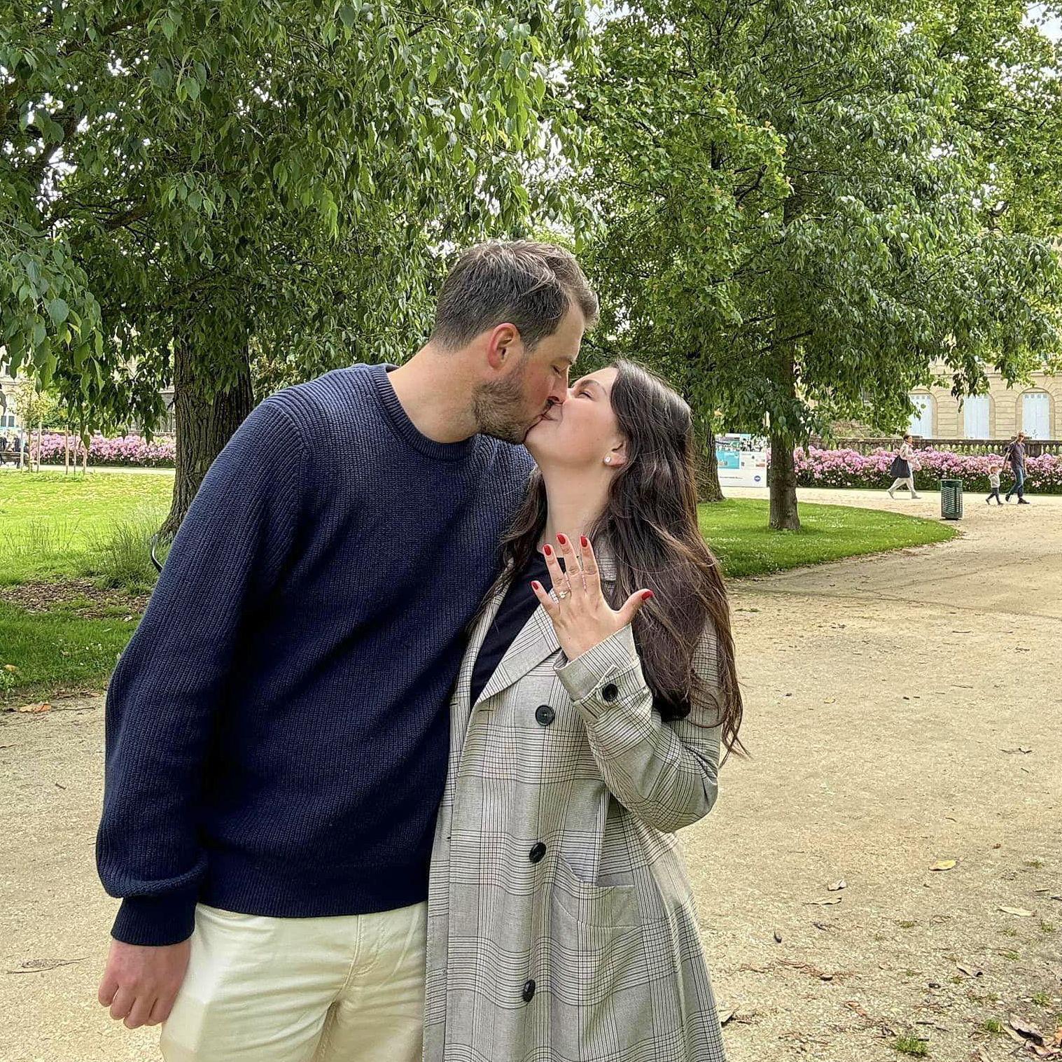 We got engaged at Jardin Public in Bordeaux, France. This was taken moments after!