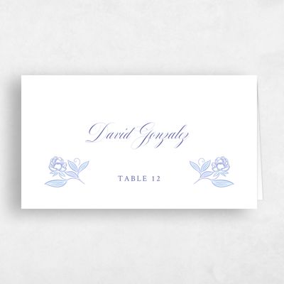 Dark Pastel Blue Wedding Place Card - Beatrice
