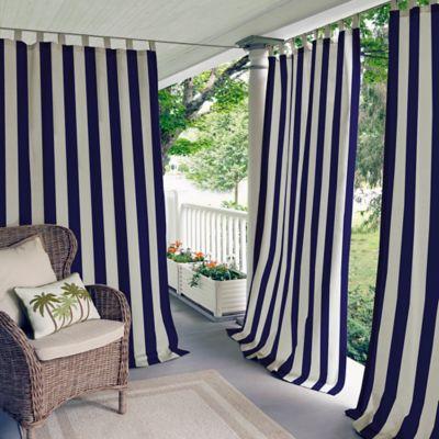 Elrene Highland Stripe Indoor/Outdoor Tab Top Window Curtain Panel