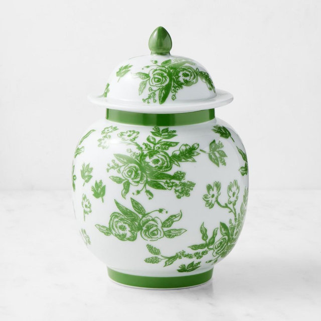 Green Ginger Jar, Rose, 9.5"