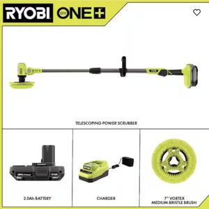 ONE+ 18V Cordless Telescoping Power Scrubber Kit with 2.0 Ah Battery and Charger