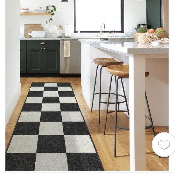 Jaque Checkered Black Rug | All-In-One Rug | 2.5'x7' | Ruggable