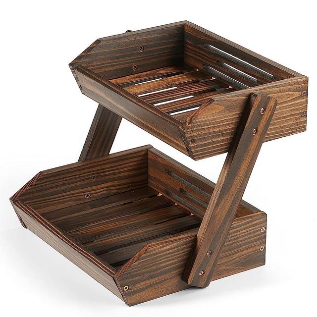 NAGAWOOD Fruit Basket, Fruit Bowl, 2 Tier Fruit Basket for Kitchen, Fruit Stand Storage Holder, Heavy Duty/Multipurpose/Large Capacity for Fruit, Vegetables, Bread Storage and Home Kitchen Countertop