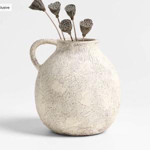 Antiguo White Terracotta Vase 8"