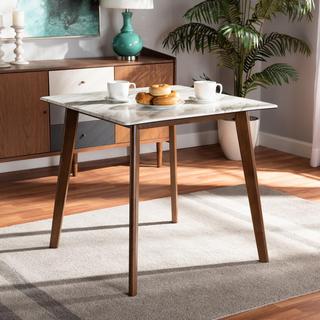 Kaylee Mid-Century Modern Dining Table with Faux Marble Tabletop