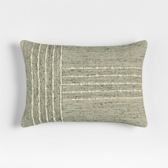 Bozeman Wool Blend 24"x16" Burnt Green Throw Pillow Cover