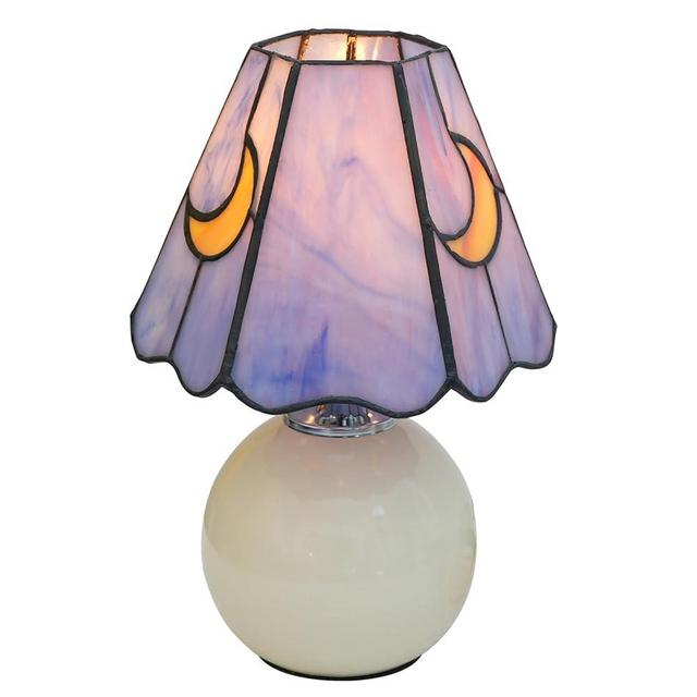 KIPHEPI Mushroom Lamp Stained Glass Lamp Moon lamp Bedside Table Lamp Night Lamps Tiffany lamp Cute Small Nightstand Desk lamp for Home Decor Study Living Bedroom Gift, Included E26 Bulb (W-1067)