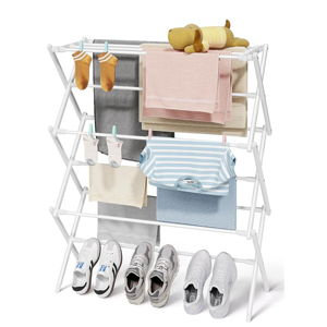 Sakugi Foldable Clothes Drying Rack – Metal Laundry Drying Rack with Non-Slip Feet, 3-Tier Space-Saving Clothing Rack for Organization, Indoor & Outdoor Use, 11.4" D x 29.1" W x 37.4" H, White