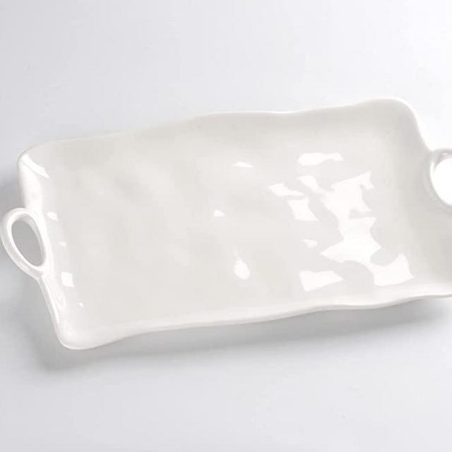 Pampa Bay Shatterproof Melamine Large Platter, 17.5 x 9.5 Inch, Food, Freezer, Dishwasher Safe, White
