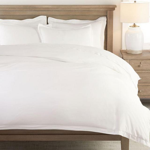 Washed Sateen Duvet Cover, Full/Queen, White