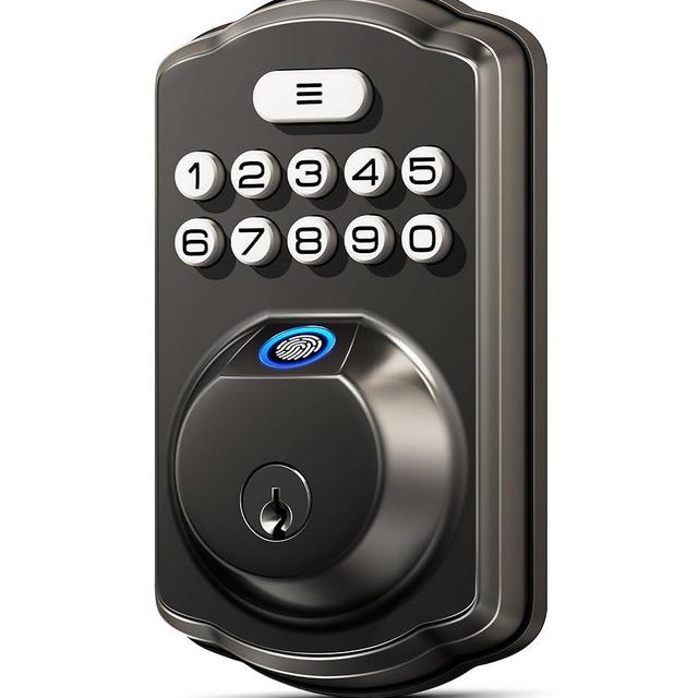 Veise Fingerprint Door Lock, Keyless Entry Door Lock, Electronic Keypad Deadbolt with Keys, Biometric Smart Locks for Front Door, Auto Lock, Anti-Peeking Password, Easy Installation, Matte Black