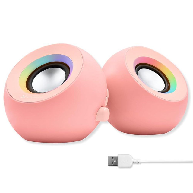 X9 Performance Pink Computer Speakers for Desktop PC with RGB Lighting, Bluetooth, USB, and AUX - Triple Mode Connection, Dual 2.25" Drivers for Work and Play, Bluetooth Desktop Speakers for PC - Pink