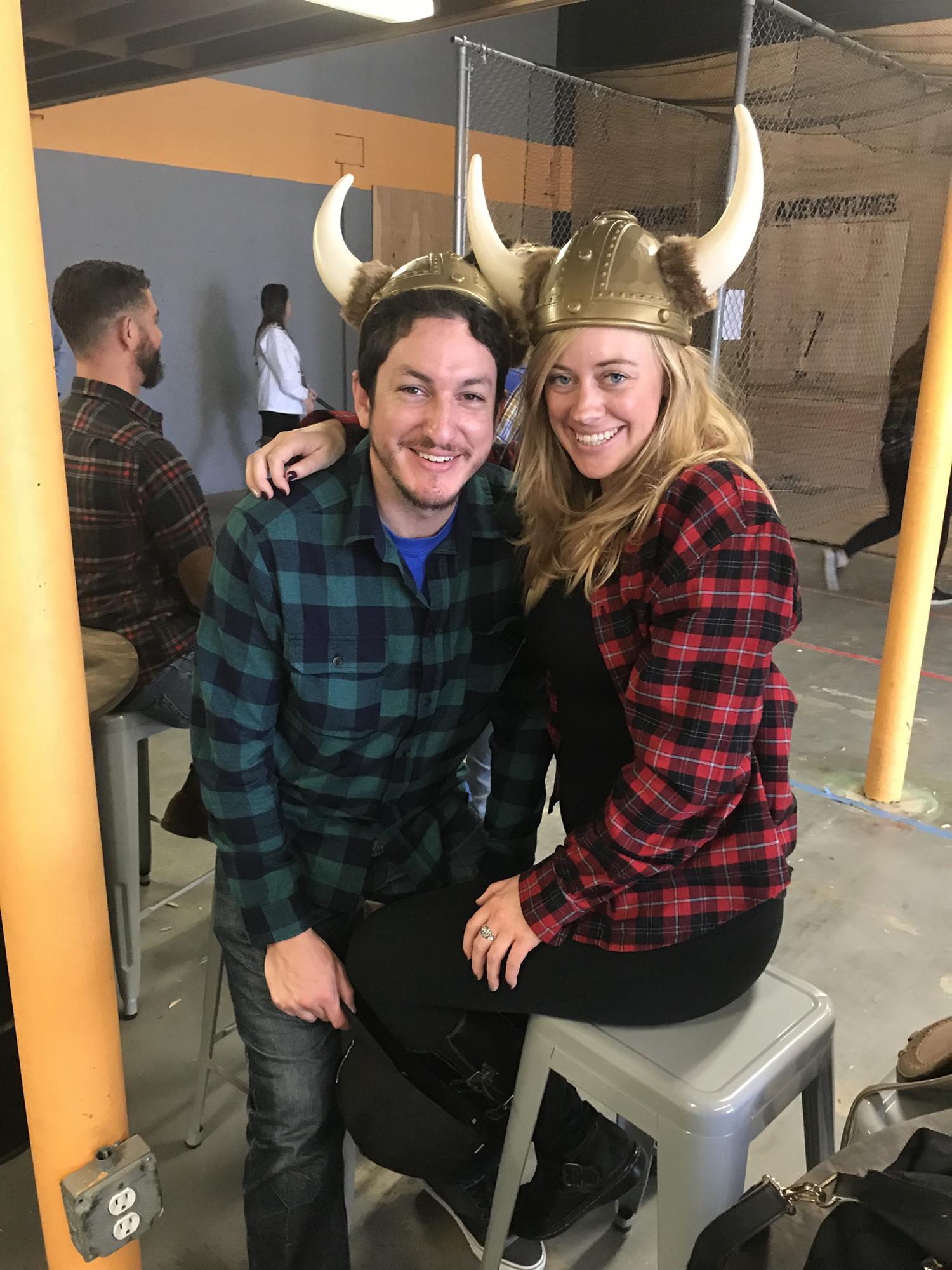 Giving the ol' axe throwing a try on Mike's birthday