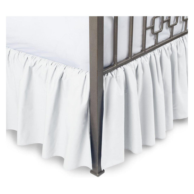 SHOPBEDDING White Bed Skirt Queen 21 inch Drop - with Split Corners - Cotton Blend Ruffled Bedskirt, Platform Dust Ruffle for Bed, Machine Washable