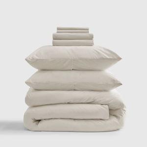 Classic Organic Percale Deluxe Bedding Bundle in Sand