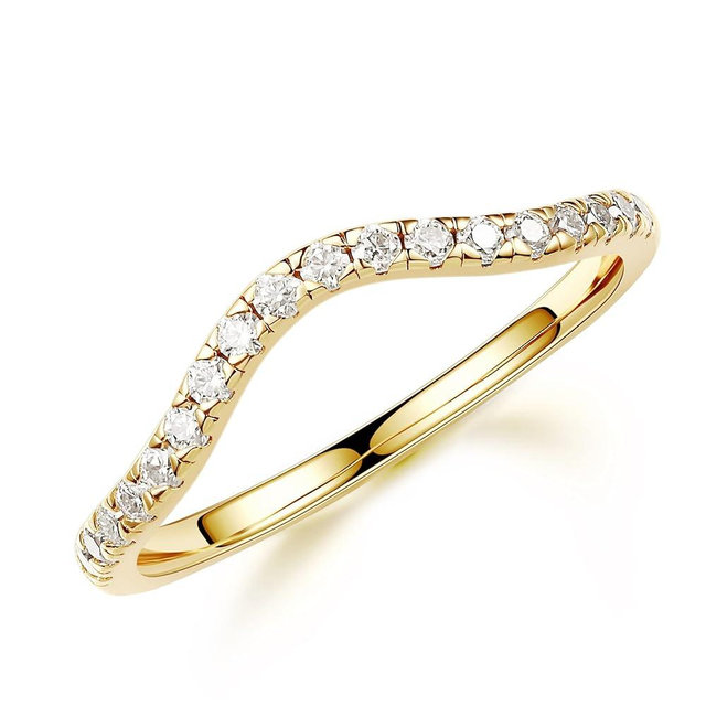 MOOSEA 1.8mm Moissanite Curved Wedding Band for Women, D Color VVS1 Clarity Round Lab Created Half Eternity Ring 14K White Yellow Rose Gold Vermeil Moissanite Contour Stackable Rings for Women
