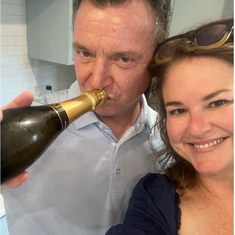 Drinking the Congratulations Champs from Lisa & Earle