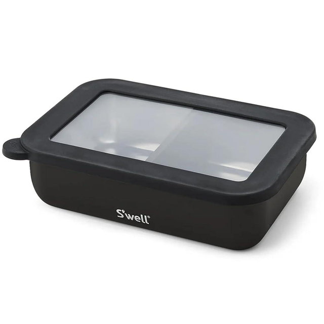 S'well Stainless Steel Bento Box, Onyx, Fits One Large Entree Or Small Entree And Snack, Includes Removable Divider, Leakproof, Easy to Clean, Dishwasher Safe
