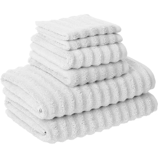 Modern Threads 6 Piece Luxury Wavy Towel Set, White