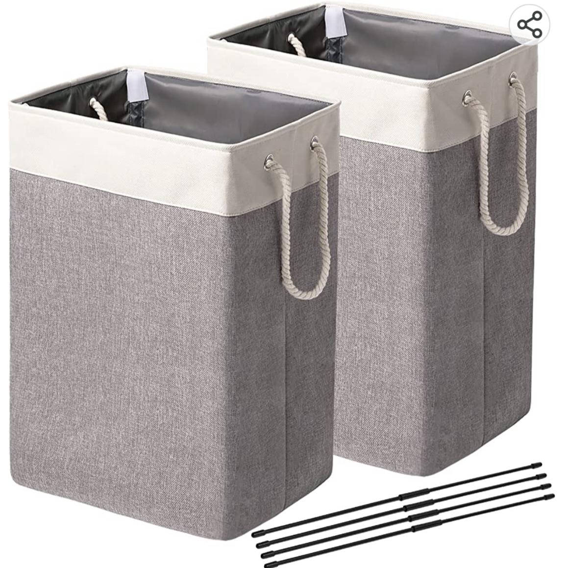 Amazon.com: Laundry Basket 2 Pack 75 L in Grey and Beige