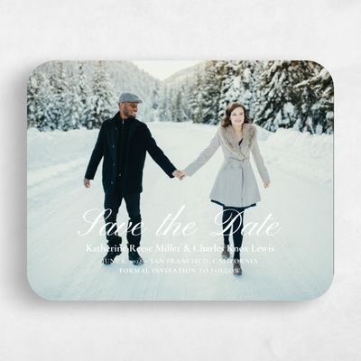 White Rounded Wedding Save the Date - Blake Landscape
