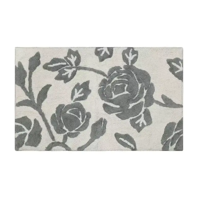 Bee & Willow™ Home Faded Floral Bath Rug in Grey/White