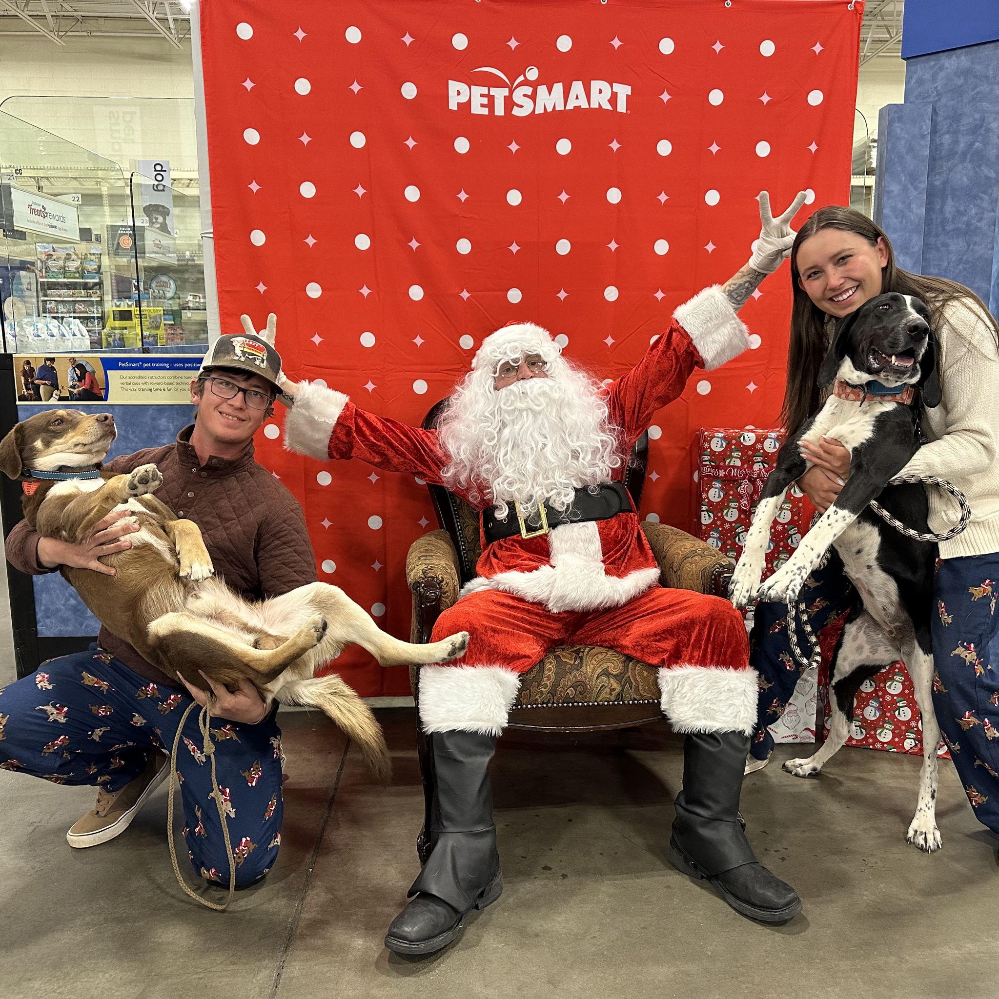 First pictures with Santa, also Wade's first time wearing pajamas outside of the house.