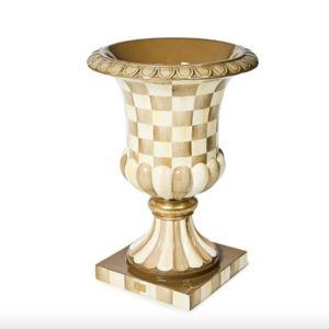 Mocha Check Pedestal Urn
