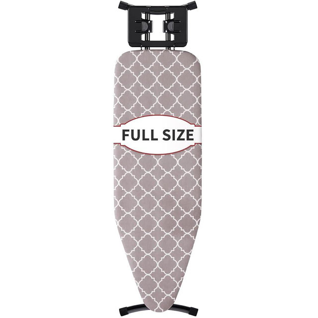 Full Size Ironing Board 57" L X15 W, Large Wide Sturdy Ironing Board with Iron Rest, Foldable Adjustable Iron Board with Heat Resistant Cover, Enhanced Stability (Black Gray)