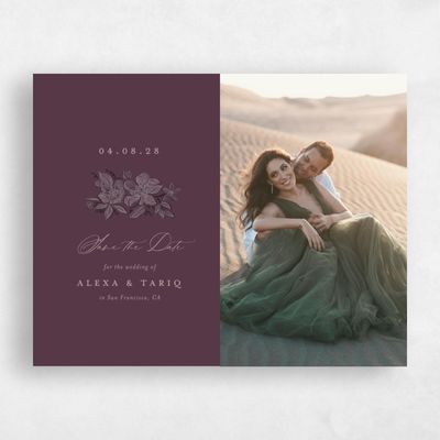 Dark Plum, Purple Wedding Save the Date - Siena Classic