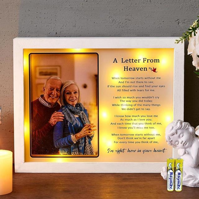 WOODEXPE Sympathy Gift 8" x 10" LED Memorial Shadow Box Memorial Picture Frame for Loss of Loved One