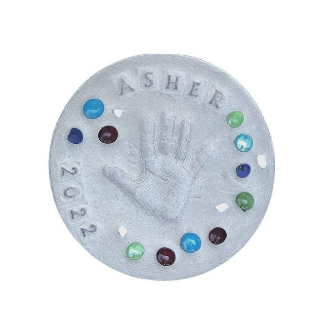 Large DIY Stepping Stone Kit, Handprint Stepping Stone, Mother's Day Gift, Footprint Stepping Stone (10 Inch + Stamp Set)