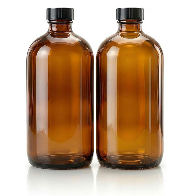 2pack 16oz amber Glass Bottles with Reusable Lids (2 Pack),Lab Bottles & Jars Reagent Bottles,Perfect Glass Containers for Secondary Fermentation,Storing condiment, Homemade Essential Oils (16 Ounce)