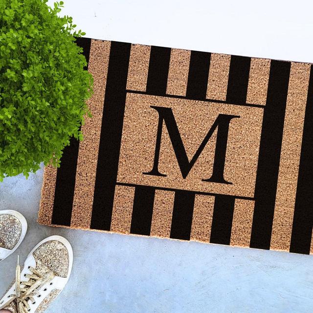 Stripe Monogram Custom Door Mat, Personalized Gift, Housewarming Gift, Last Name Letter Doormat, Wedding Gift, Gift for Her, New Home Gift