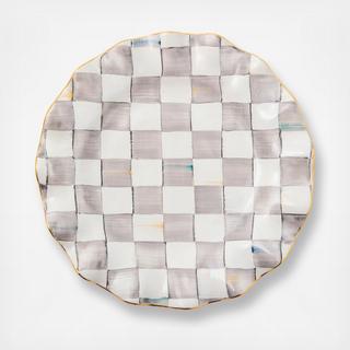 Sterling Check Ceramic Fluted Dinner Plate