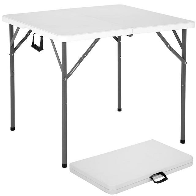 BestOffice Outdoor 34" Folding Card Table Plastic Table Portable Square Height Dining Table Perfect for Picnics,Parties,Party and Camping, White