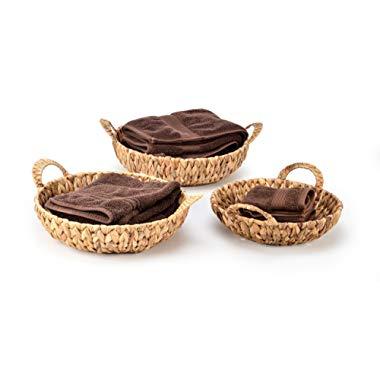 Trademark Innovations Set of 3 Round Hyacinth Baskets with Handles