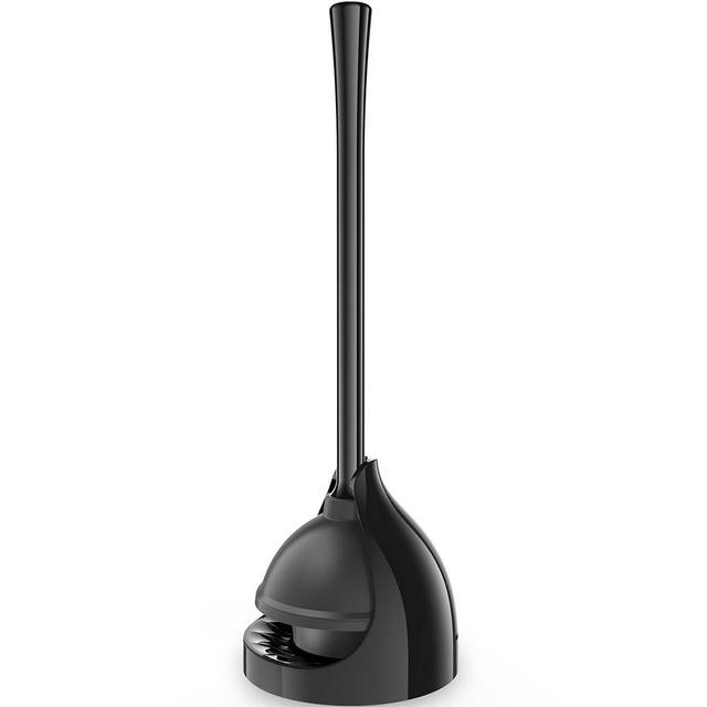 LOVLOY Toilet Plunger with Holder, Plunger with Unique Holder, Plungers for Bathroom with Holder, Toilet Plunger Heavy Duty (1, Black)