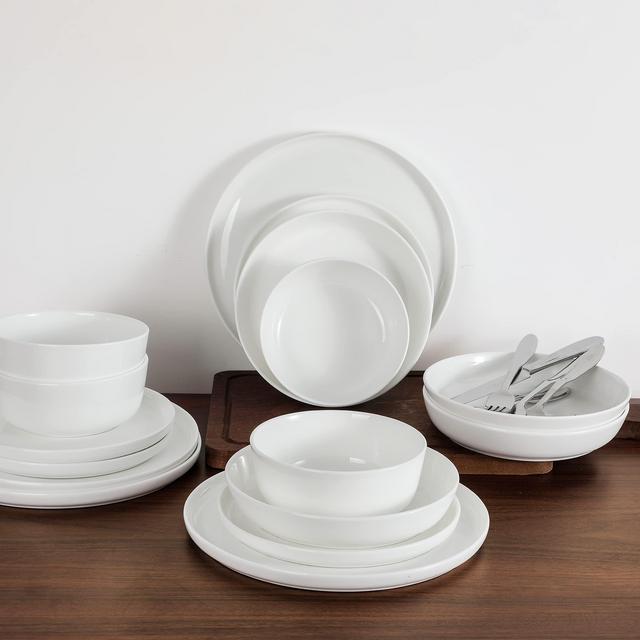 'Table 12' Natural White Coupe Dinnerware Set for 4