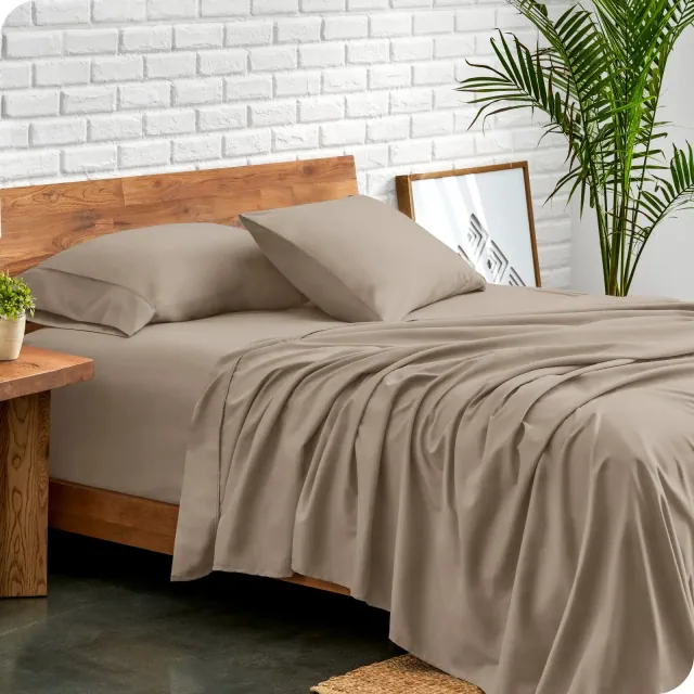 4 Piece Ultra Soft Brushed Easy Care Sheet Set by Bare Home - King, Pebble