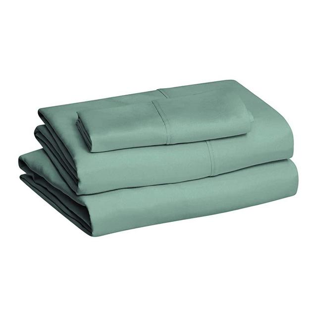 Amazon Basics Lightweight Super Soft Easy Care Microfiber Sheet Set with 14" Deep Pockets - Twin, Emerald Green