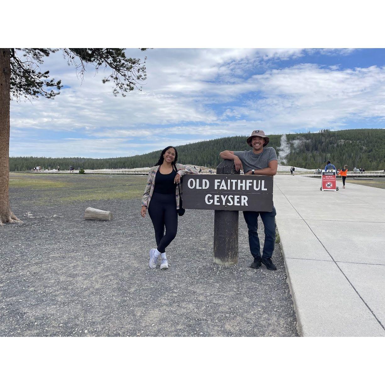 Visiting Old Faithful during our road trip to Minnesota (Wyoming, CA- July 2024)