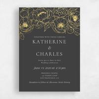 Black Wedding Invitation - Rooftop Bloom Foil